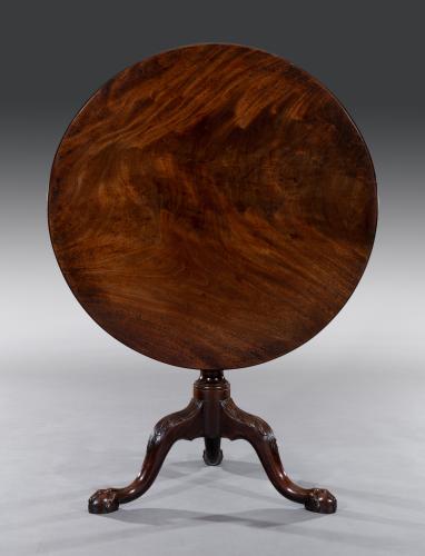Carved 18th Century Mahogany Tripod Table - tilted