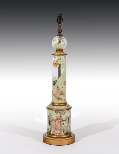 19th Century Decalcomania Vase Lamp