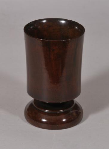 S/5362 Antique Treen Cherry Wood Cylindrical Goblet of the Georgian Period