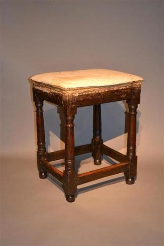 Charles I oak upholstered stool