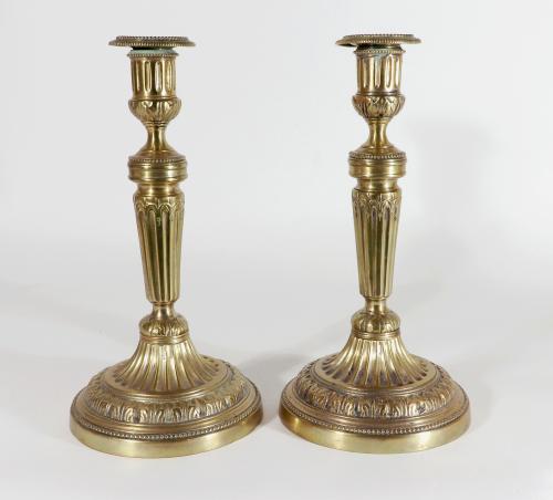 French Brass Candlesticks, Circa 1780