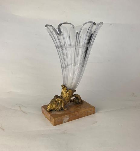 19th century horn shaped cut glass vase