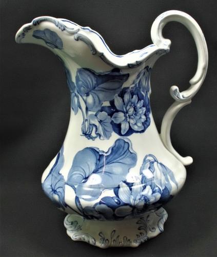 A large and impressive ceramic wash jug decorated with passion flowers, English circa 1830