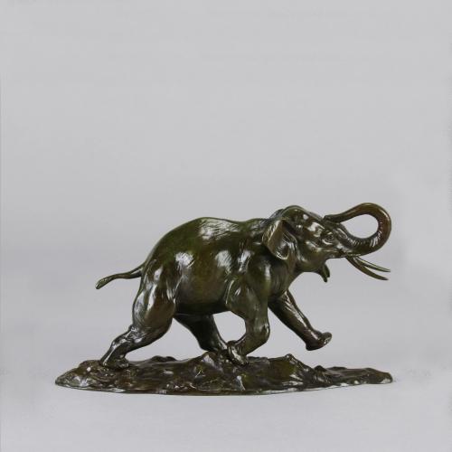 Animalier Bronze Sculpture Entitled "Éléphant en Charge" by Ernest Adnin