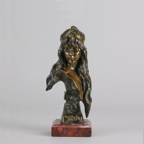 19th Century Art Nouveau Bronze Bust Entitled "Carmella" by Emmanuel Villanis - Circa: 1890