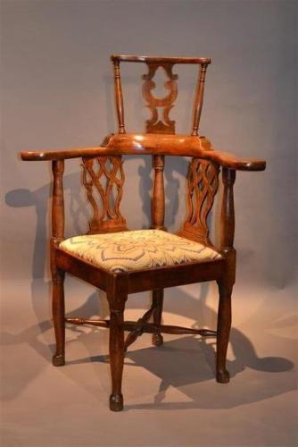 Georgian fruitwood corner chair
