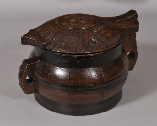 S/5367 Antique Treen 19th Century Dated Icelandic Stained Pine Food Box