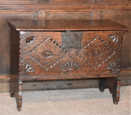 17th century decorated six plank chest