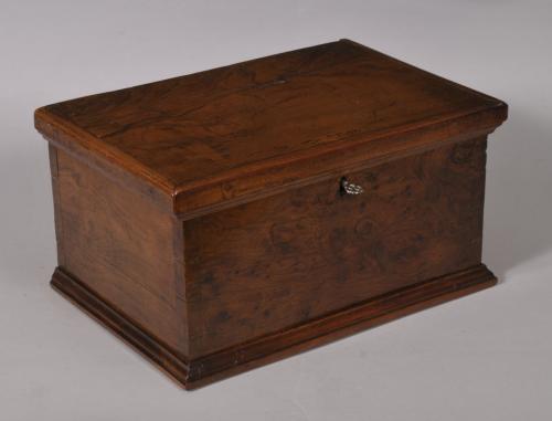 S/5395 Antique Early 19th Century Yew Wood Deed Box