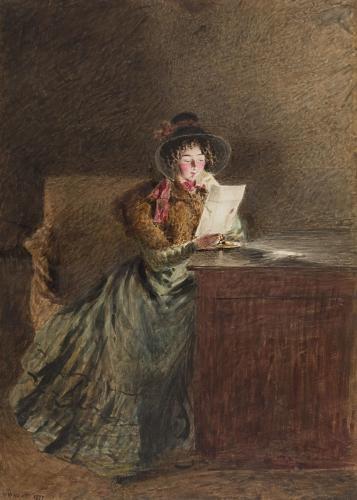 Girl Reading a Letter by Lamplight, William Henry Hunt