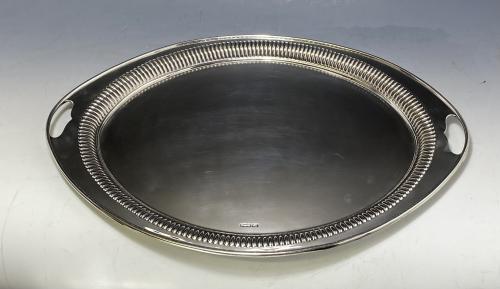 Antique silver Edwardian oval fluted tray 1902 Henry Atkin