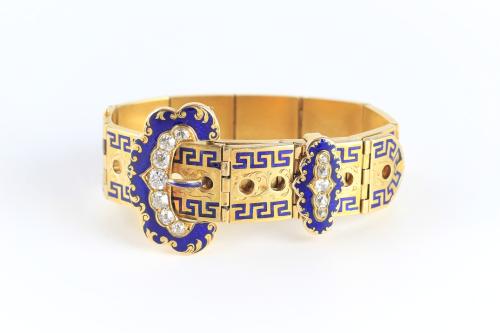 Late Victorian gold and enamel bracelet