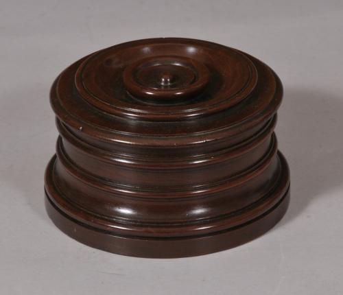 S/5384 Antique Treen 19th Century Mahogany Tobacco Pot