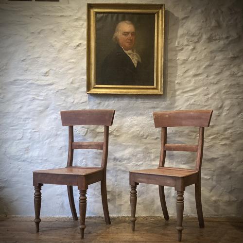 Pair of painted Welsh birch chairs