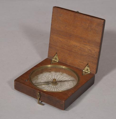 S/5403 Antique 19th Century Mahogany Cased Travelling or Explorer's Compass
