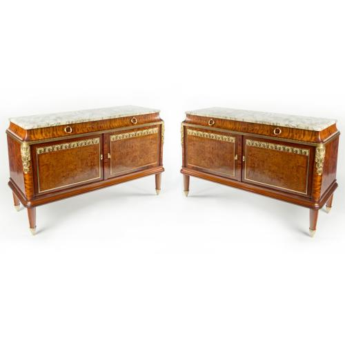 mahogany and ormolu side cabinets by Schmidt