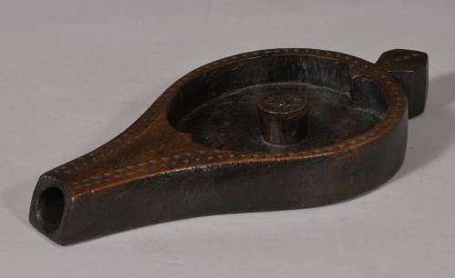 S/5377 Antique Treen 19th Century Carved Grain or Rice Dispenser