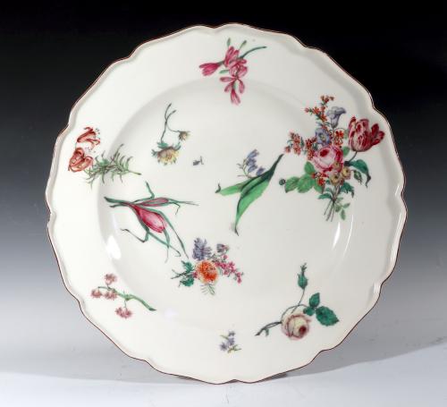 Antique Chelsea Porcelain Large Dish, Red Anchor Period, Circa 1755