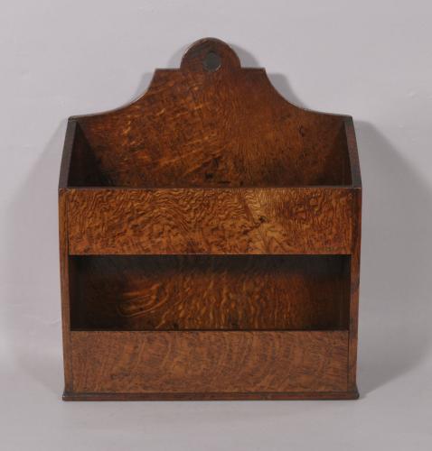 S/5381 Antique Treen Early 19th Century Two Tier Oak Candle Box