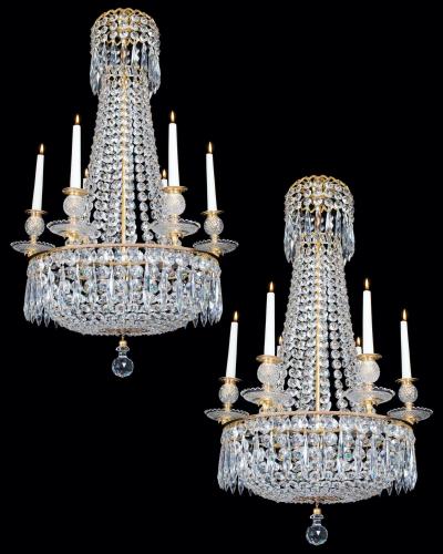 A Small Pair of Classic Regency Chandeliers By John Blades