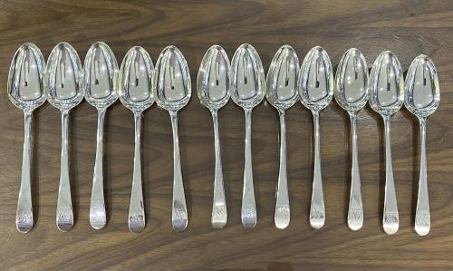 Georgian silver table spoons soup spoons 1778 Thomas Northcote 1778 Wynne Finch crest