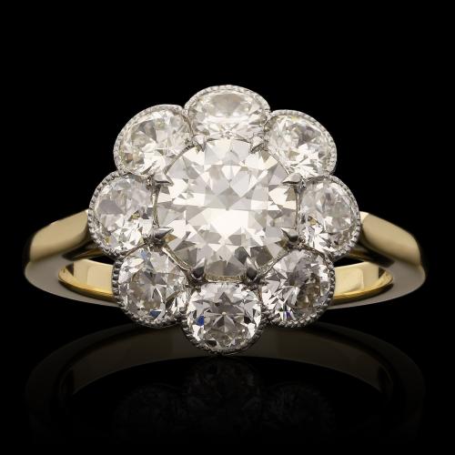 old cut diamond cluster ring