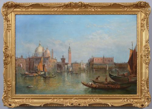 Townscape oil painting of The Grand Canal Venice looking towards St Marks Square & the Doge’s Palace by Alfred Pollentine
