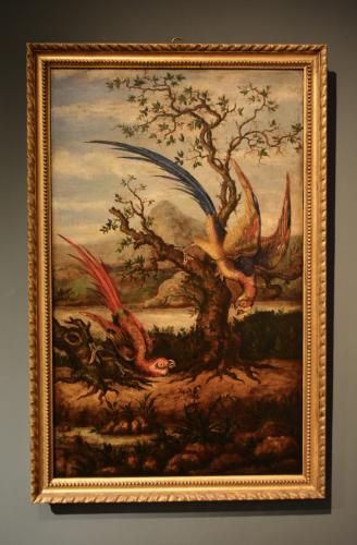 Early 18th Century oil of parrots Circa 1730