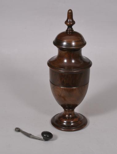 S/5441 Antique Treen 18th Century Lignum Vitae Coffee Grinder
