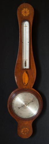 John Merry Ronketti - London. Early Inlaid Mahogany Wheel Barometer