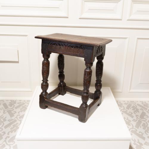 An exceedingly rare Elizabeth I oak joint stool, circa 1580