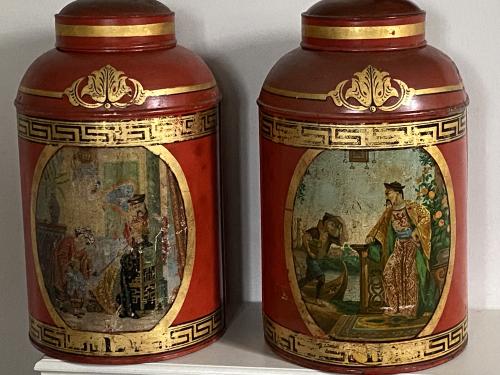 Pair of 19th Century Red Tea Cannisters