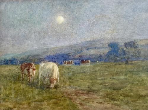 Arthur Winter Shaw - Rising Moon, Amberley - watercolour