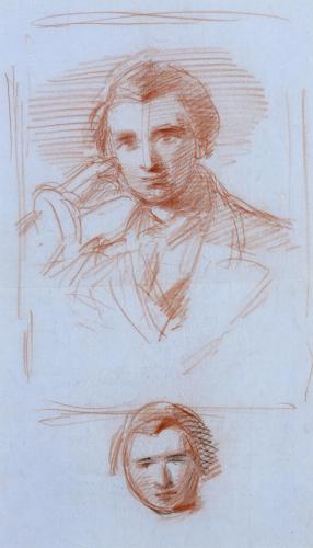 Two Portrait Studies of John Ruskin, George Richmond RA
