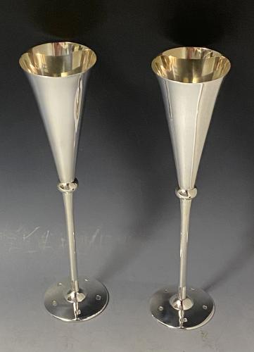 Sterling silver champagne flutes Carrs