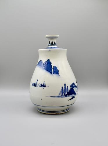 Early Imari Blue and White Tea Whisk Shaped Vase