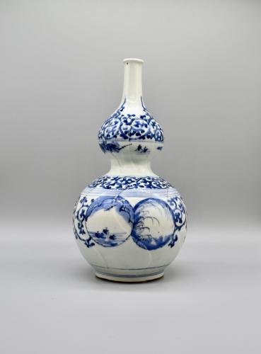 Arita Blue and White Double-Gourd Bottle Vase