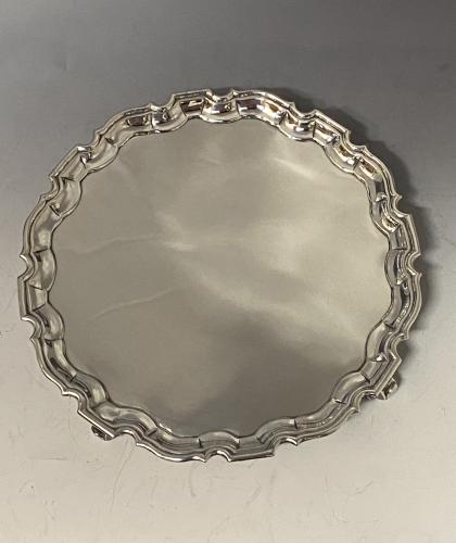 Georgian chippendale piecrust silver salver 1735 Dennis Langton