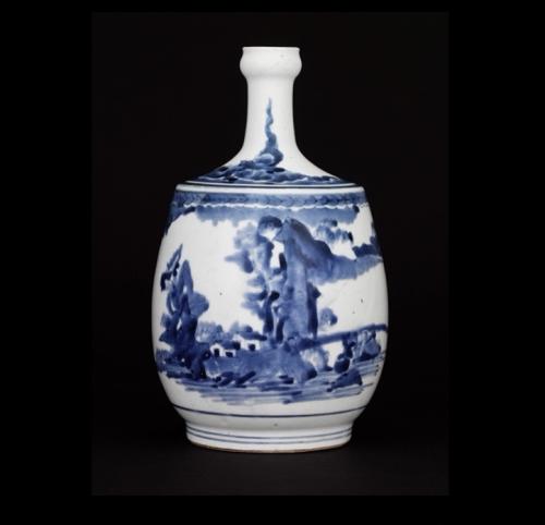 Arita Blue and White Landscape Bottle Vase