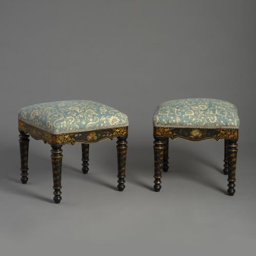 Pair Of Japanned Stools