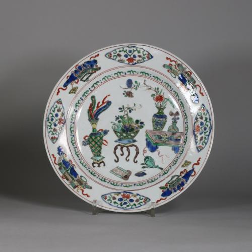 kangxi dish with scholarly objects