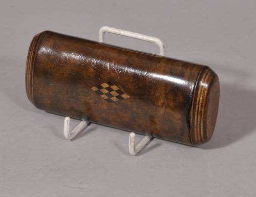 S/5446 Antique Treen 19th Century Masur Birch Oval Tobacco Box