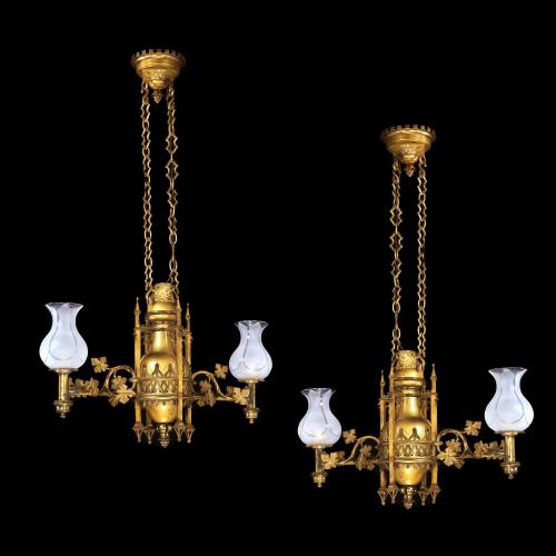Anthony Salvin Gothic wall- corridor lanterns from Mahmead House Circa 1827