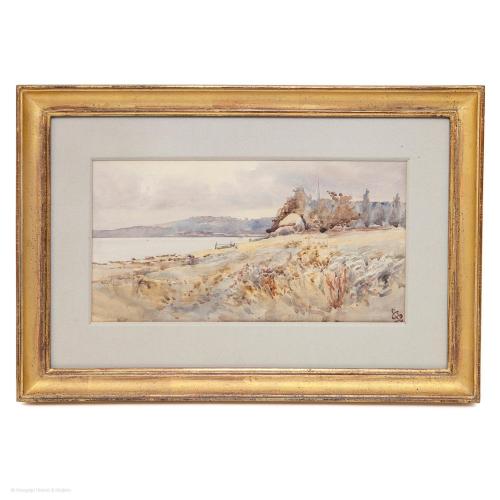 Victorian Watercolour, Estuary Landscape