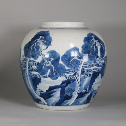 Blue and white jar, Kangxi