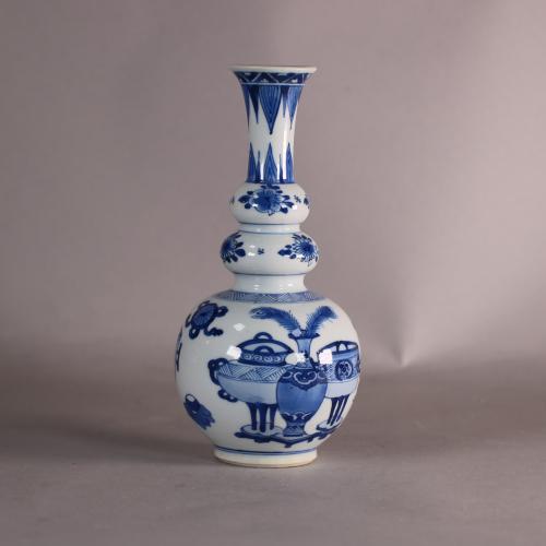 Blue and white Kangxi vase with flared rim