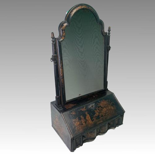 Queen Anne Black Lacquered toilet mirror