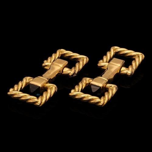 Cartier Stylish Pair Of 18ct Gold And Sapphire Cufflinks Circa 1950s