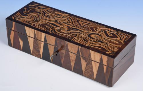 Tunbridge Ware box with 'marbled' veneer