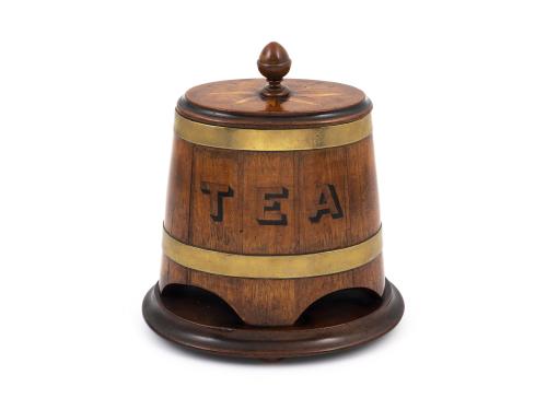 Antique Coopered Barrel Advertising Tea Caddy